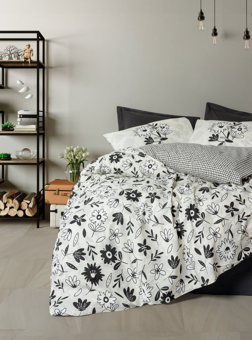 L'essentiel linge de maison Meresa Negro Juego de Fundas para Edredón Doble Ranforce de 145 Hilos